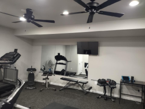 Modern finished basement gym